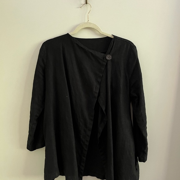 Black linen cardigan - 100% linen - Picture 3 of 7